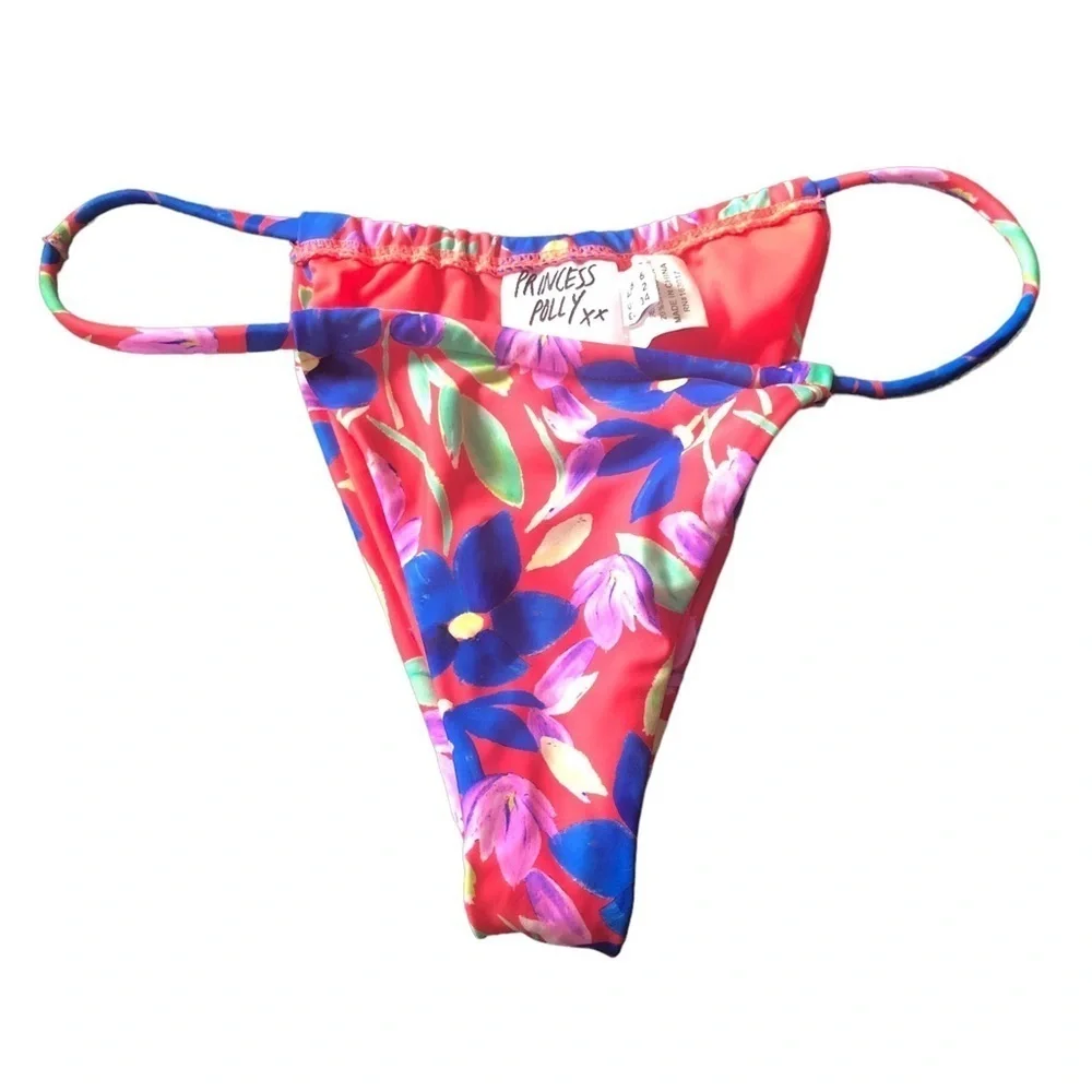 Princess Polly Bright Pink Floral Bianca Sexy Bikini Swimsuit Top 6 Bottom 2